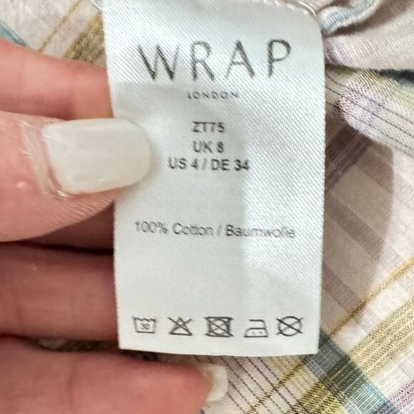 Wrap London Plaid long sleeve Button-Up relaxed fit Shirt- EUC- size4 - Picture 11 of 16